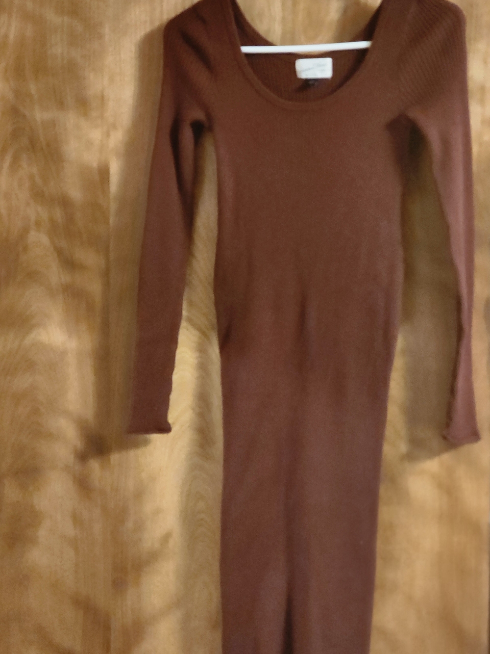 Universal Thread Ribbed Scoop Neck Long Sleeve Dress - Brown - Picture 2 of 2